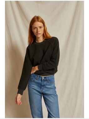 Perfect White Tee Ziggy Reverse Fleece Sweatshirt In Faded Black